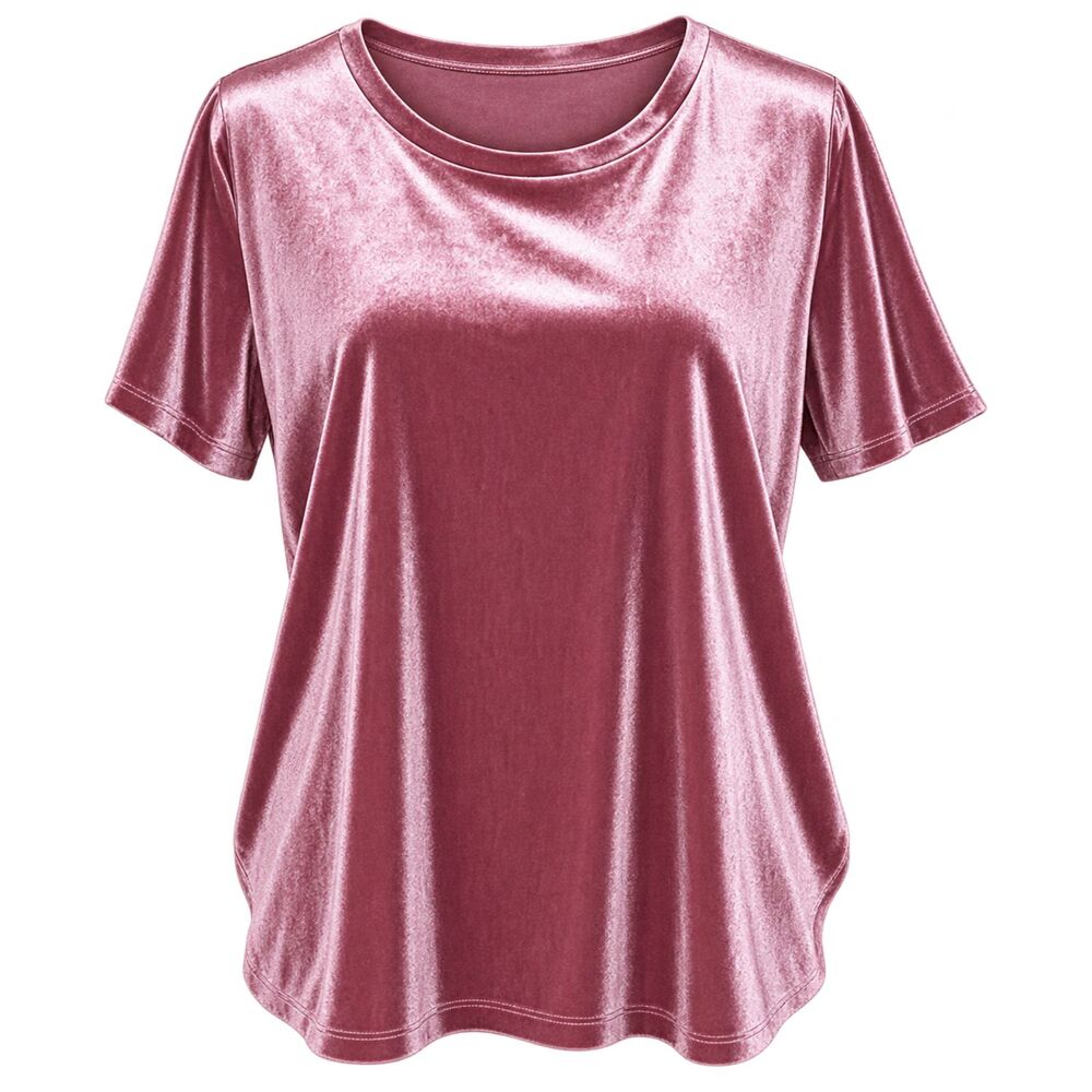 Old Navy Tyrell Rose Velvet Blouse Womens Large Relaxed Fit Short Sleeve Top